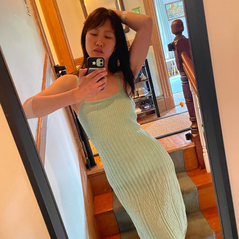 Rouje Dupe Myriam Pistachio Green Knit Dress in Size 34